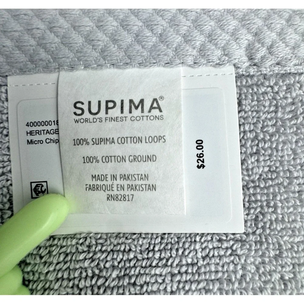 Lacoste Supima Cotton Hand Towels, Heritage Micro‎ Chip, Luxury 2 Pack, 16